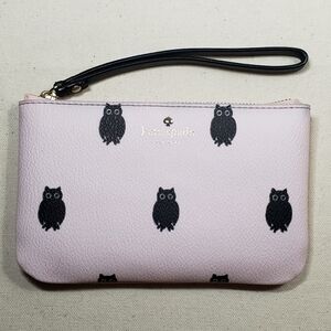 NWT- Kate spade wallet or small purse, Hawthorne lane owl design in pink & black